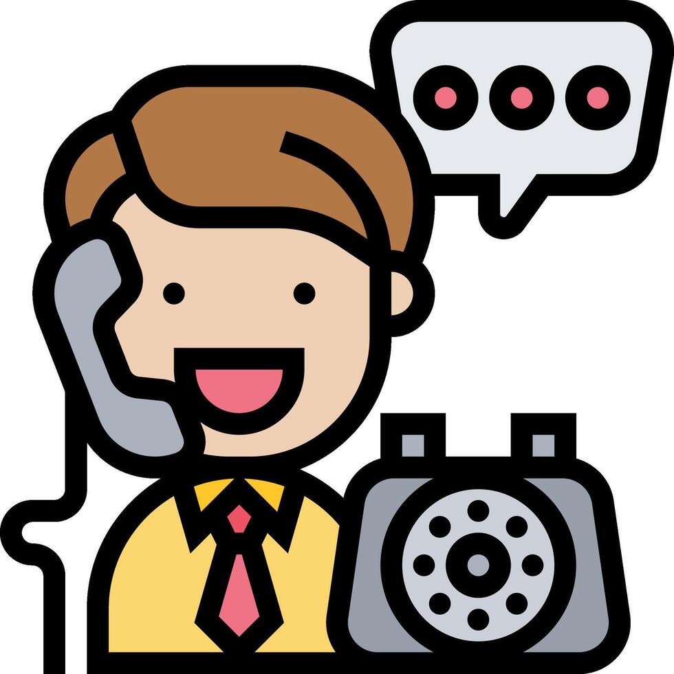 A cartoon man holding a phone and talking to someone vector