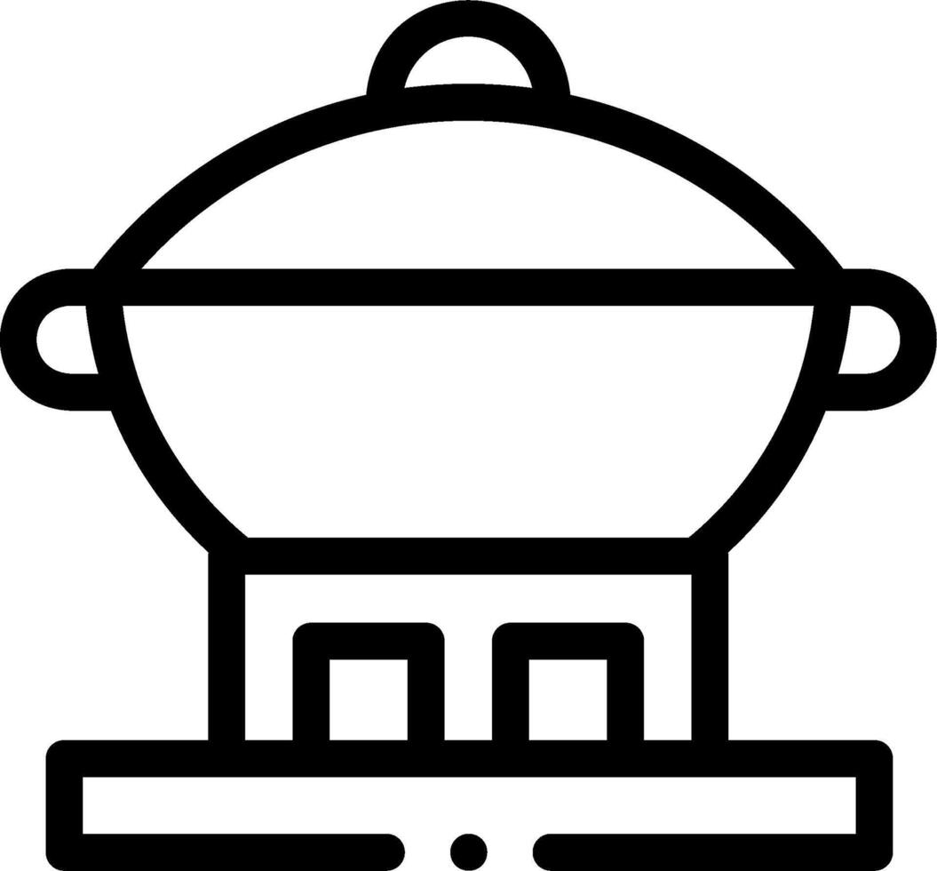 A black and white illustration of a large pot on a stand vector