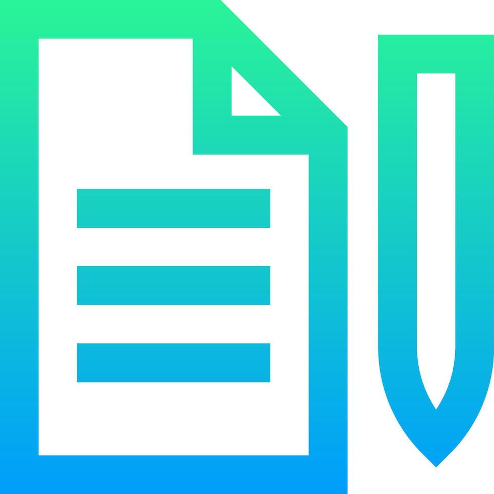 A pen and paper icon with a green and blue background vector