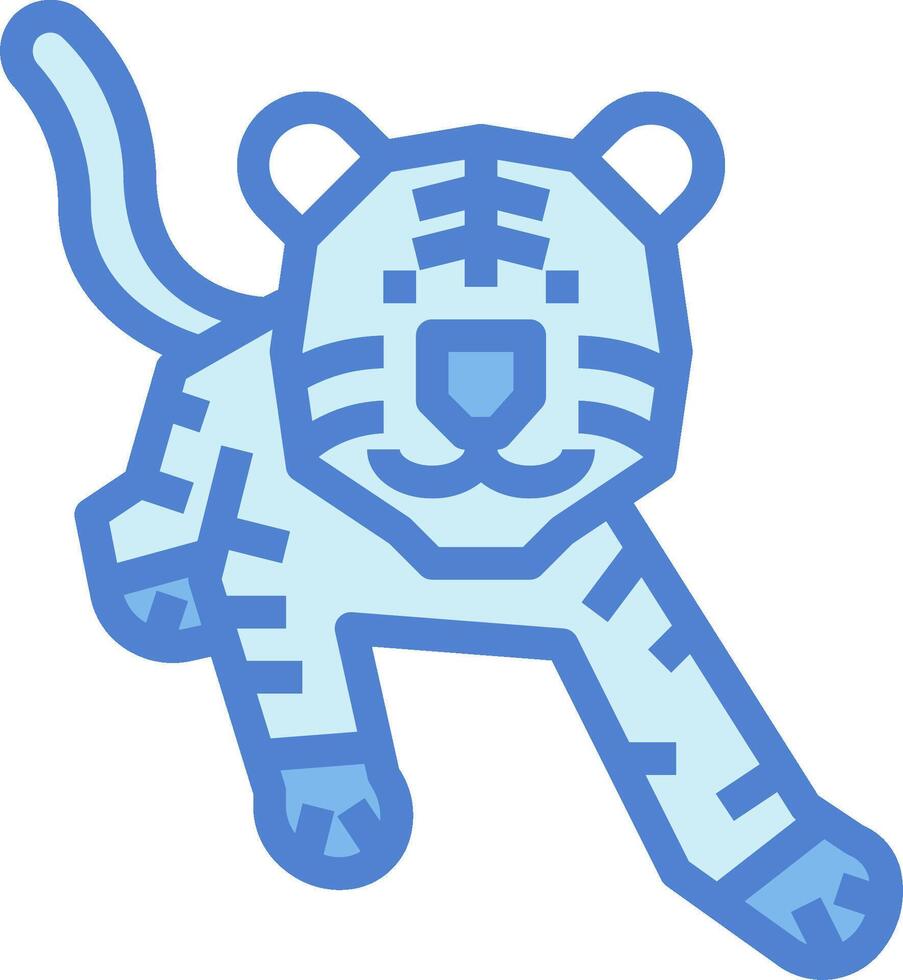 A blue tiger running on a white background vector