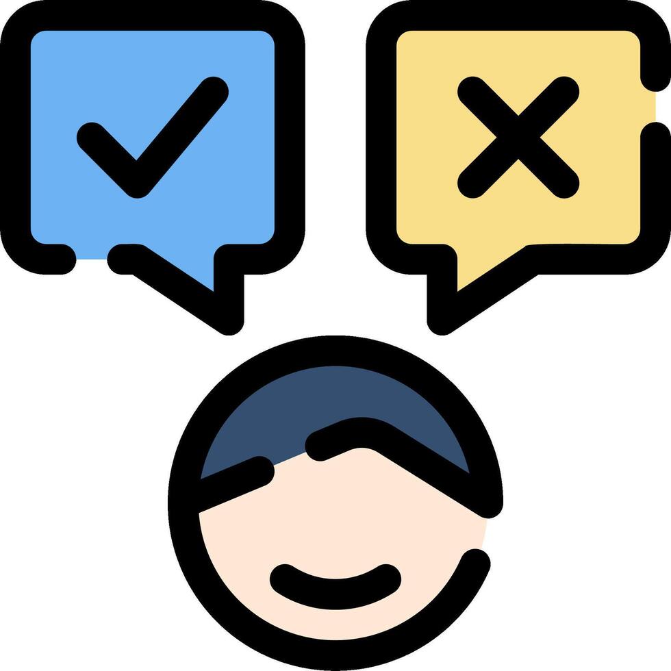 A man with a tick and cross next to him vector