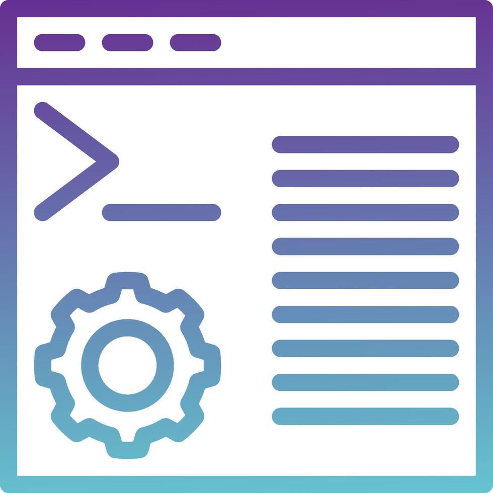 A purple and blue icon with a gear and a text vector