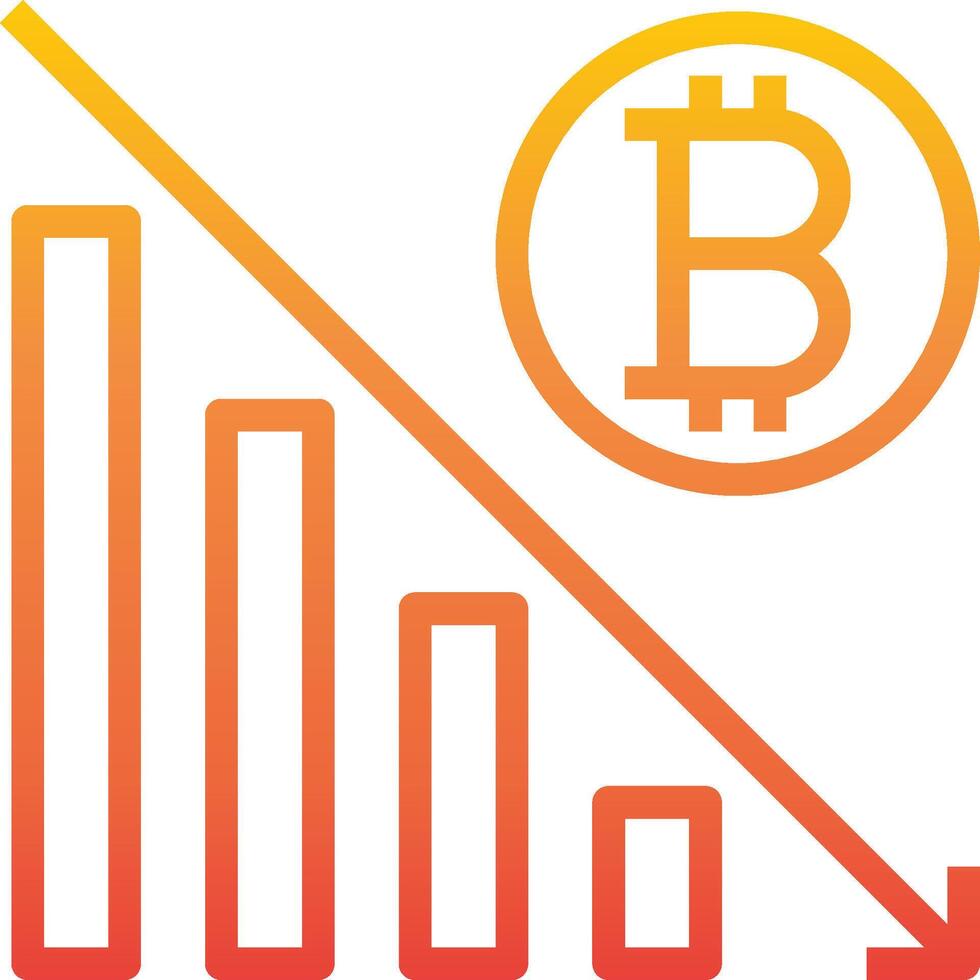 Bitcoin graph with an upward arrow vector