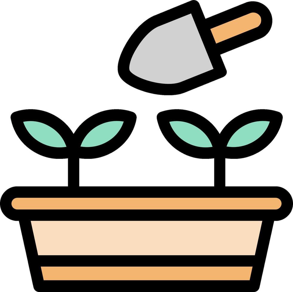 Planting a seed in a pot with a shovel vector