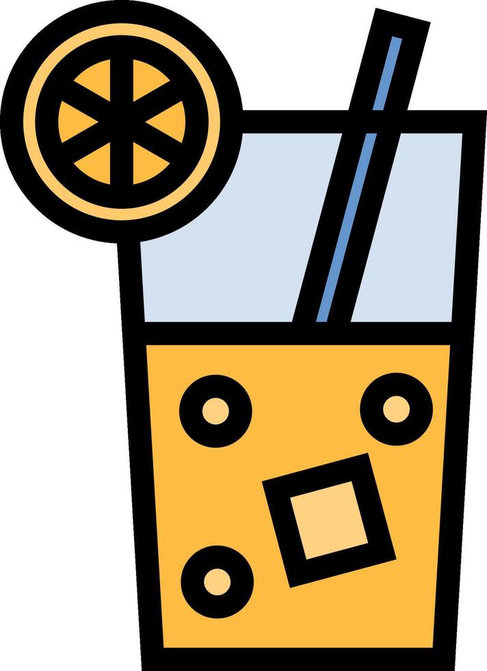 A drink with a lemon slice and a straw vector