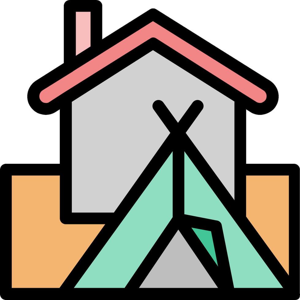 A house with a tent in front of it vector