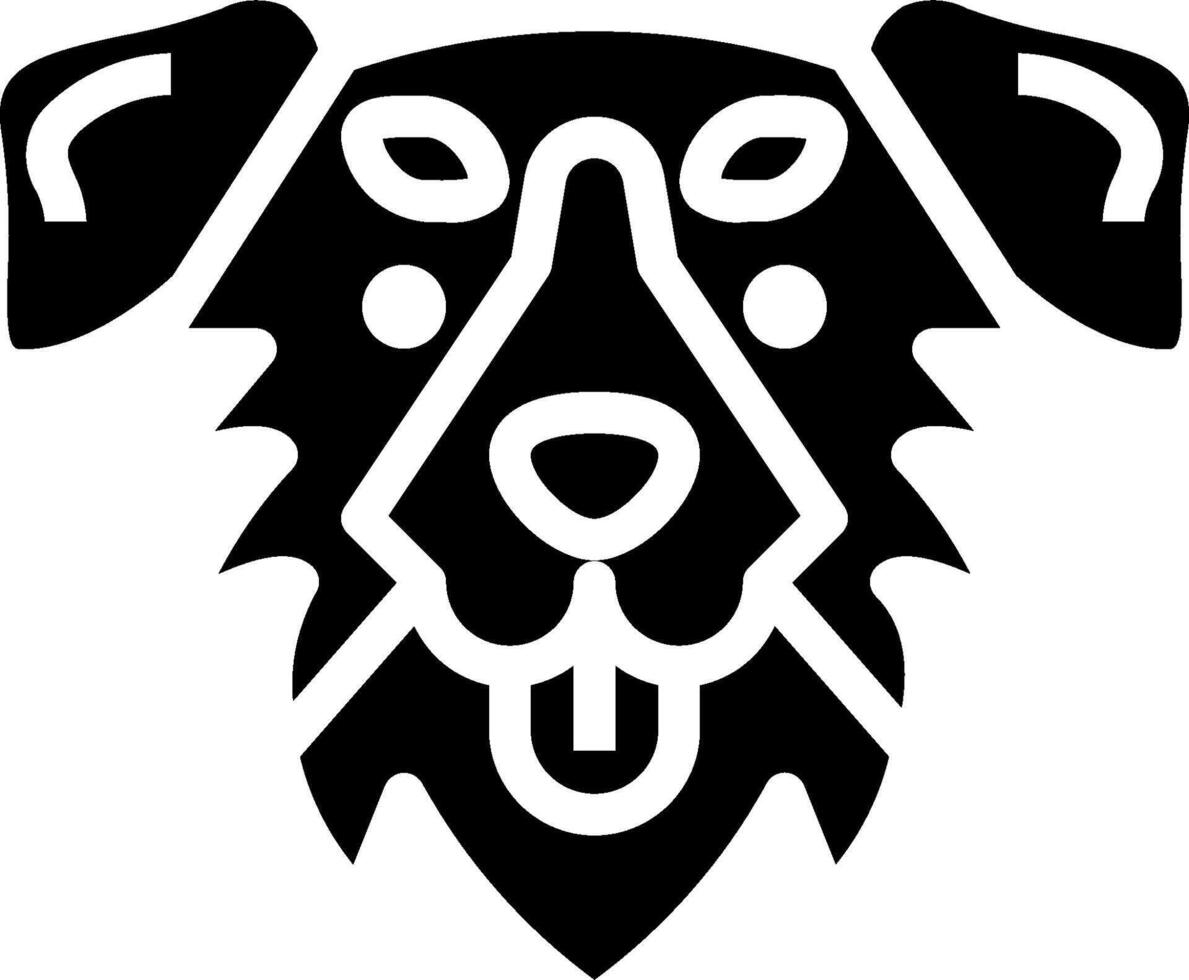 A black and white dog head with a long tongue vector