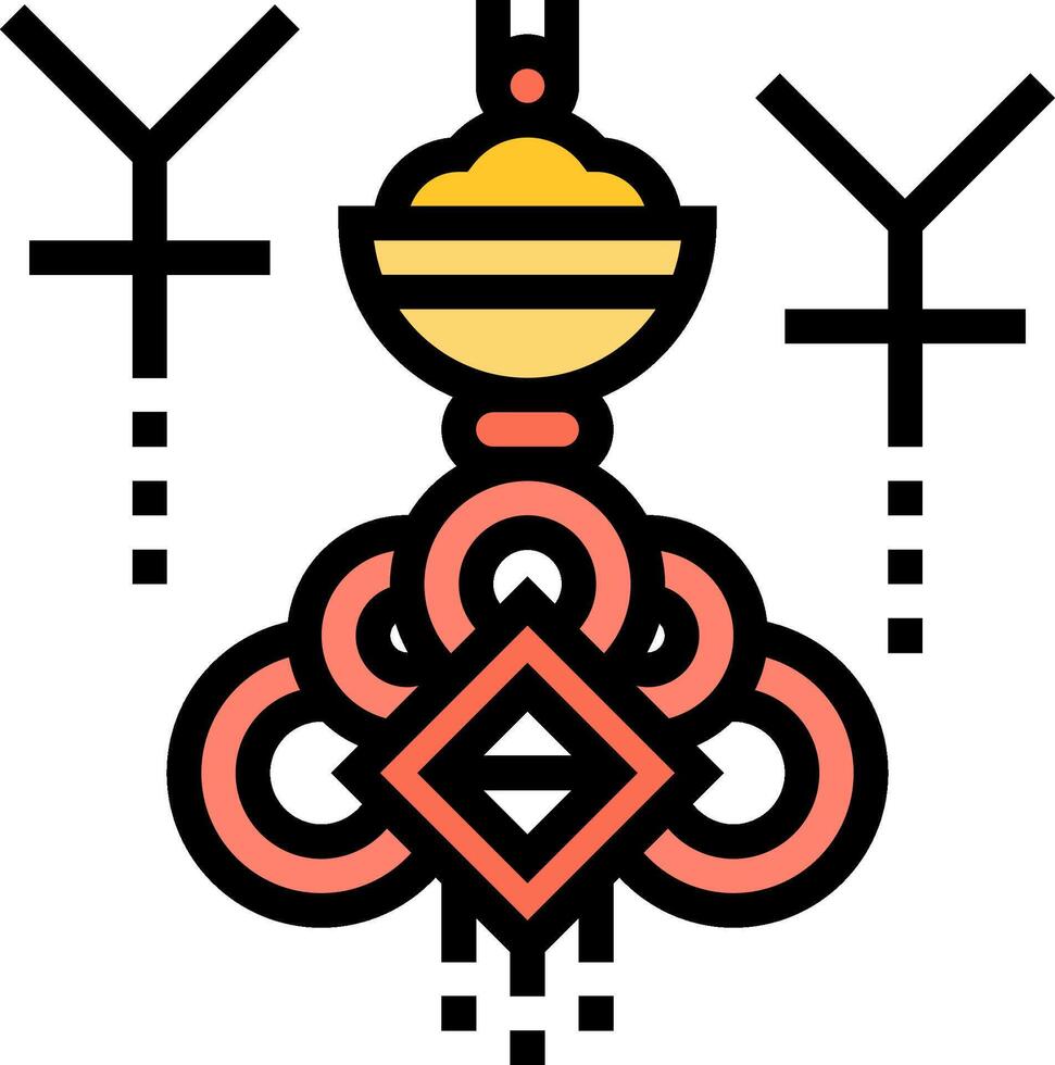 A chinese symbol with three crosses and a bell vector