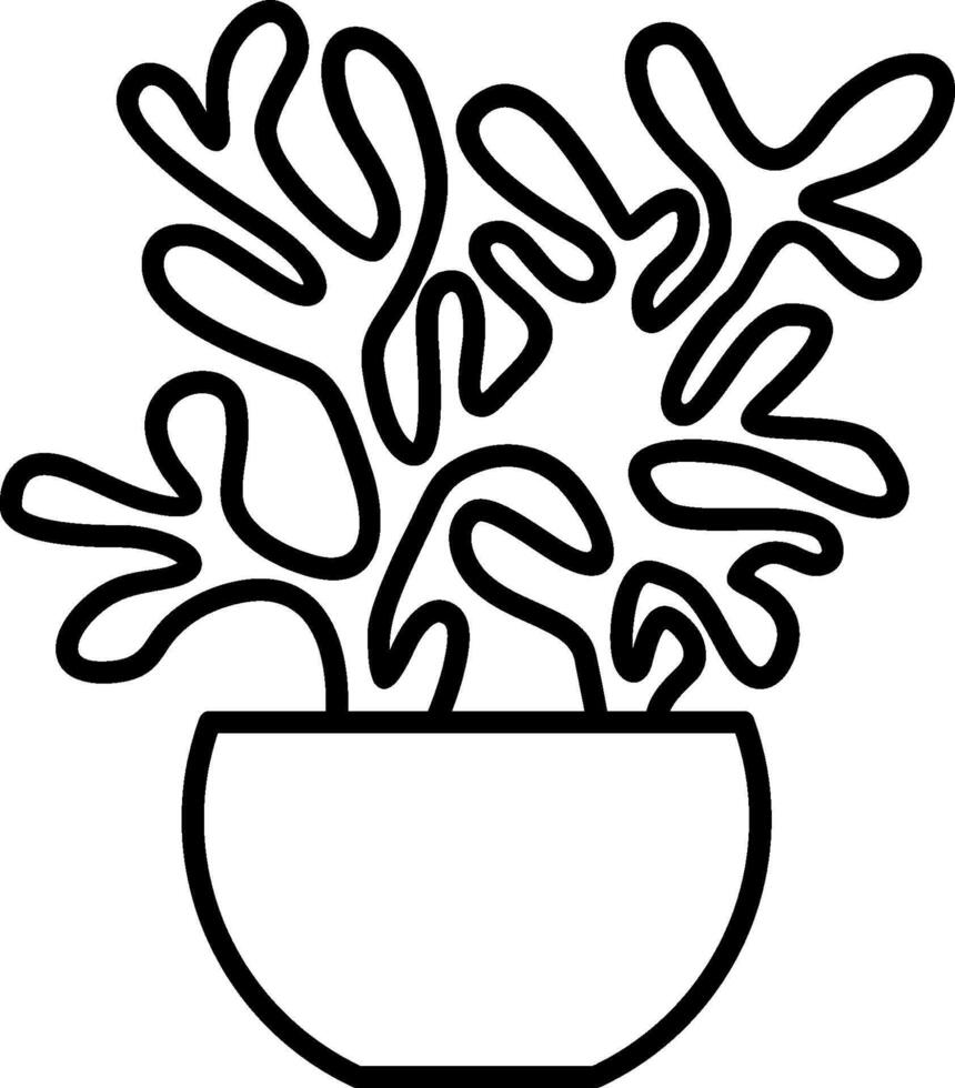 A black and white drawing of a plant in a pot vector