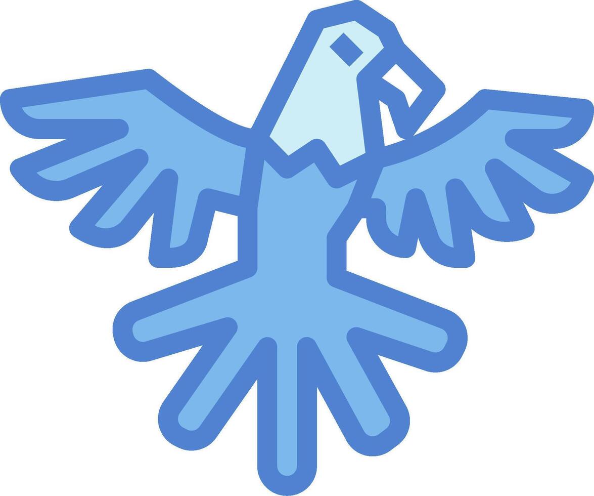 A blue bird with wings spread out vector