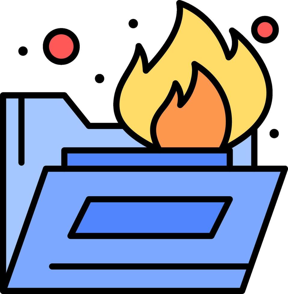 Fire burning in a folder icon vector