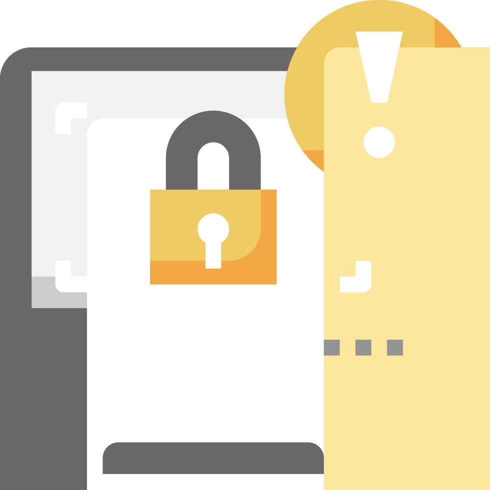 A computer with a padlock on it vector