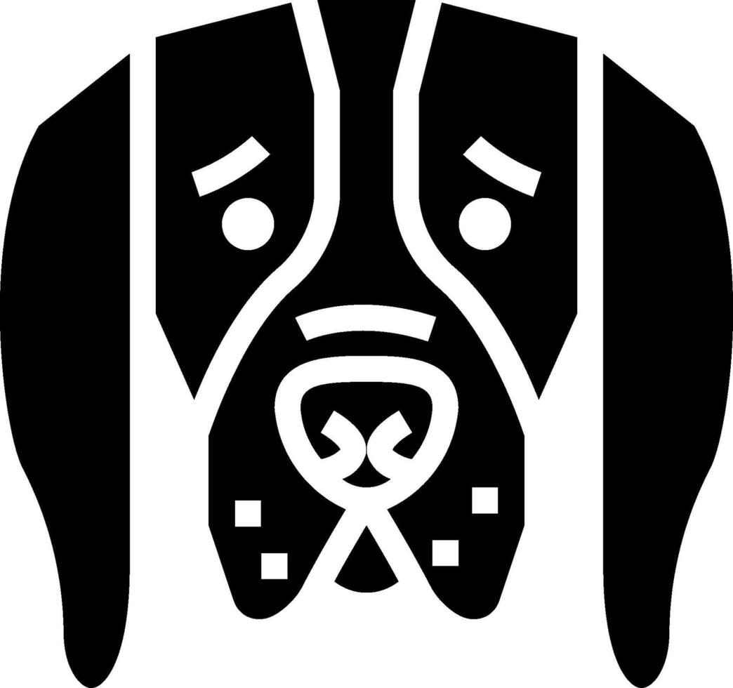 A black and white dog head with a black outline vector
