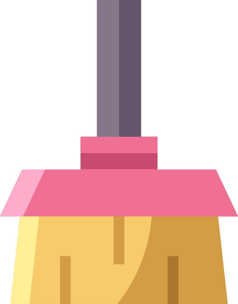 A broom with a pink handle and a yellow handle vector