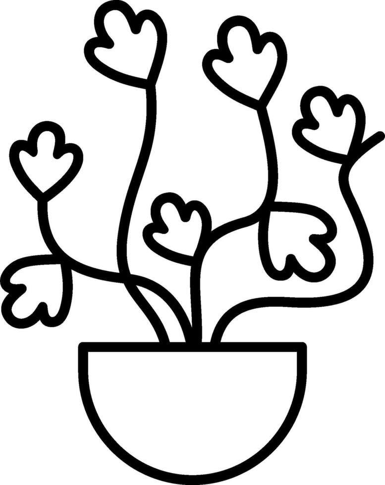 A black and white drawing of a plant in a pot vector