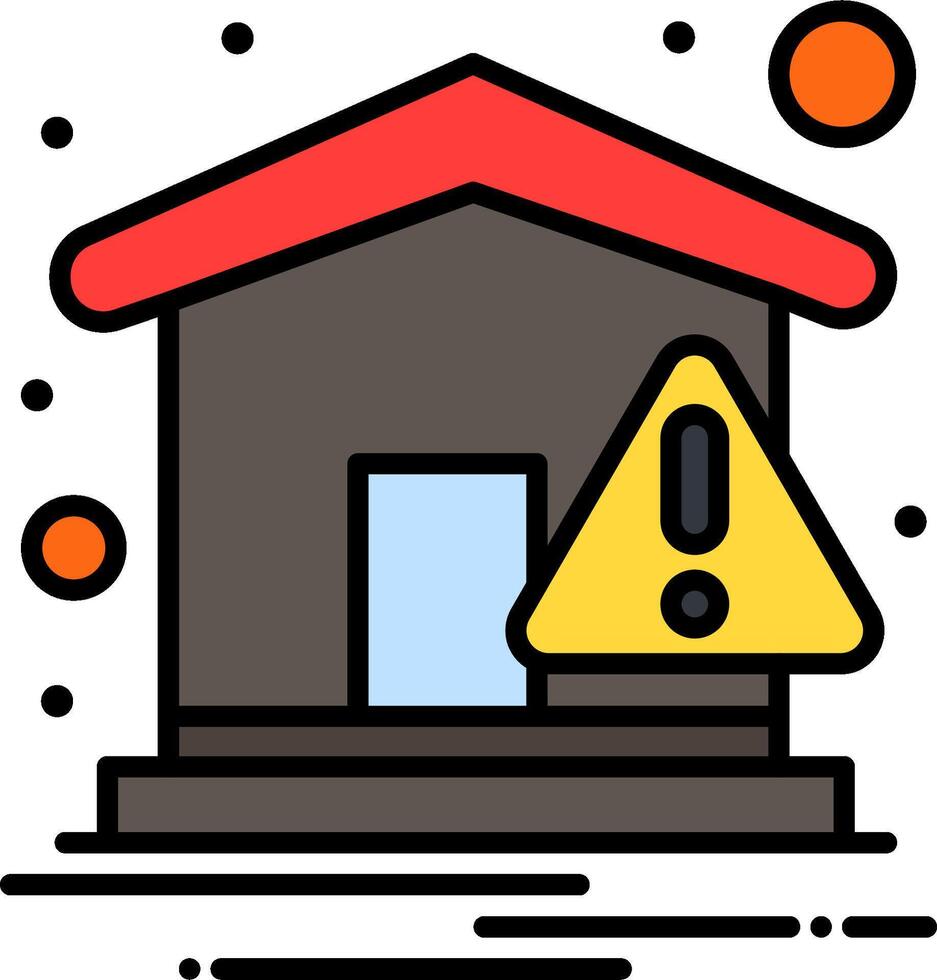 A house with a warning sign and a yellow caution sign vector