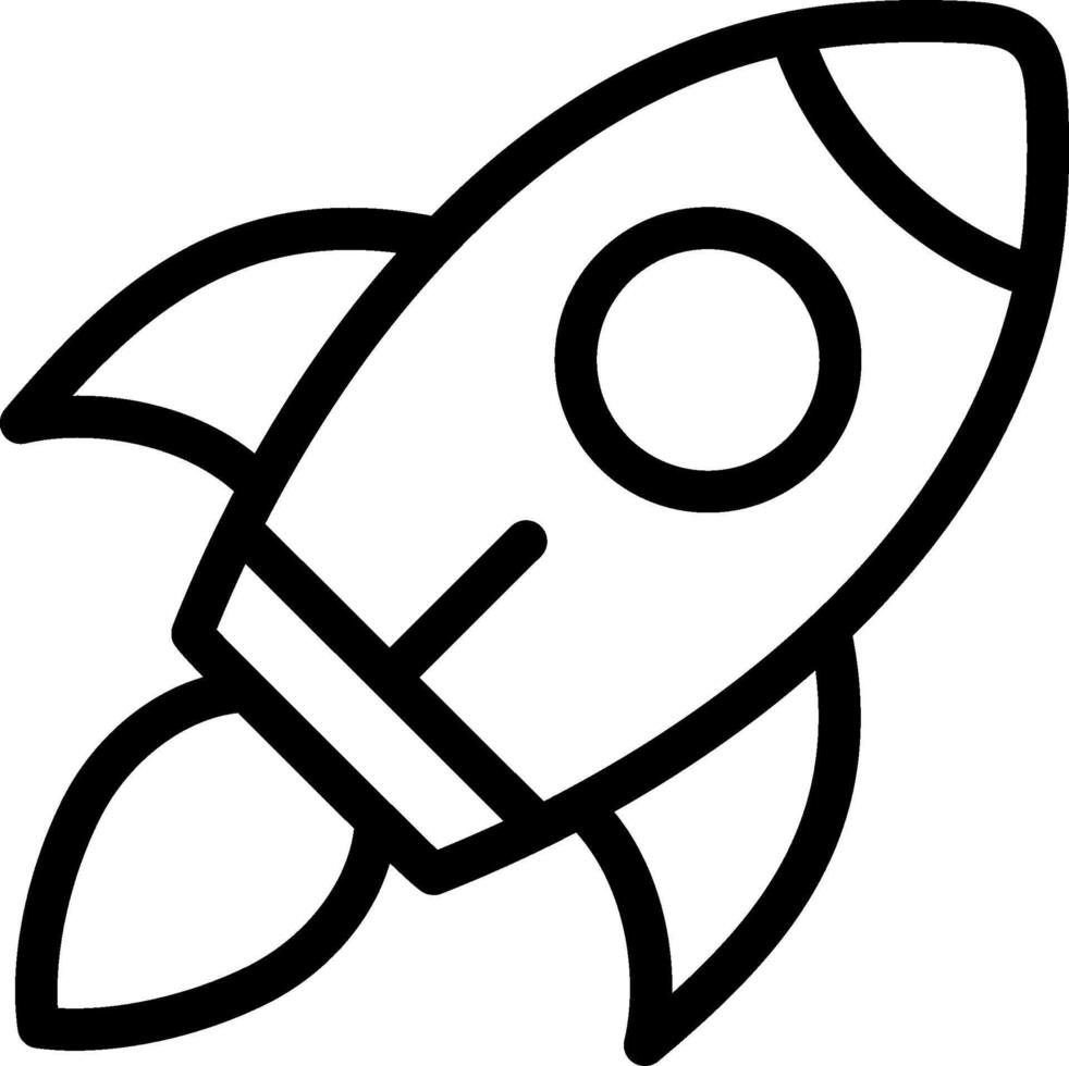 A black and white drawing of a rocket vector