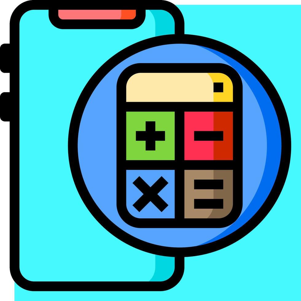 A calculator and phone icon on a blue background vector