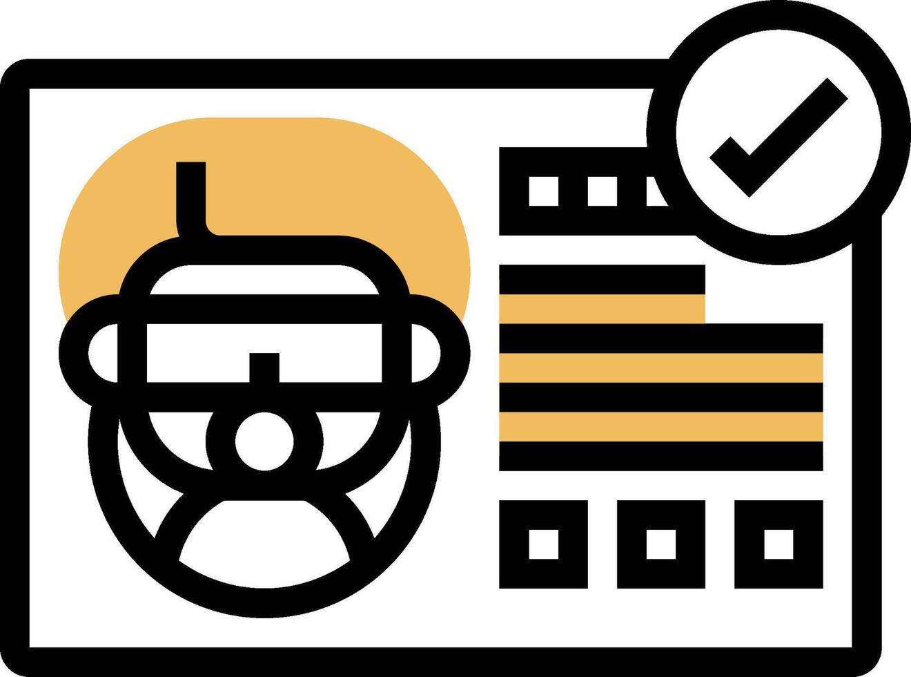 A man with a beard and a check mark on his face vector