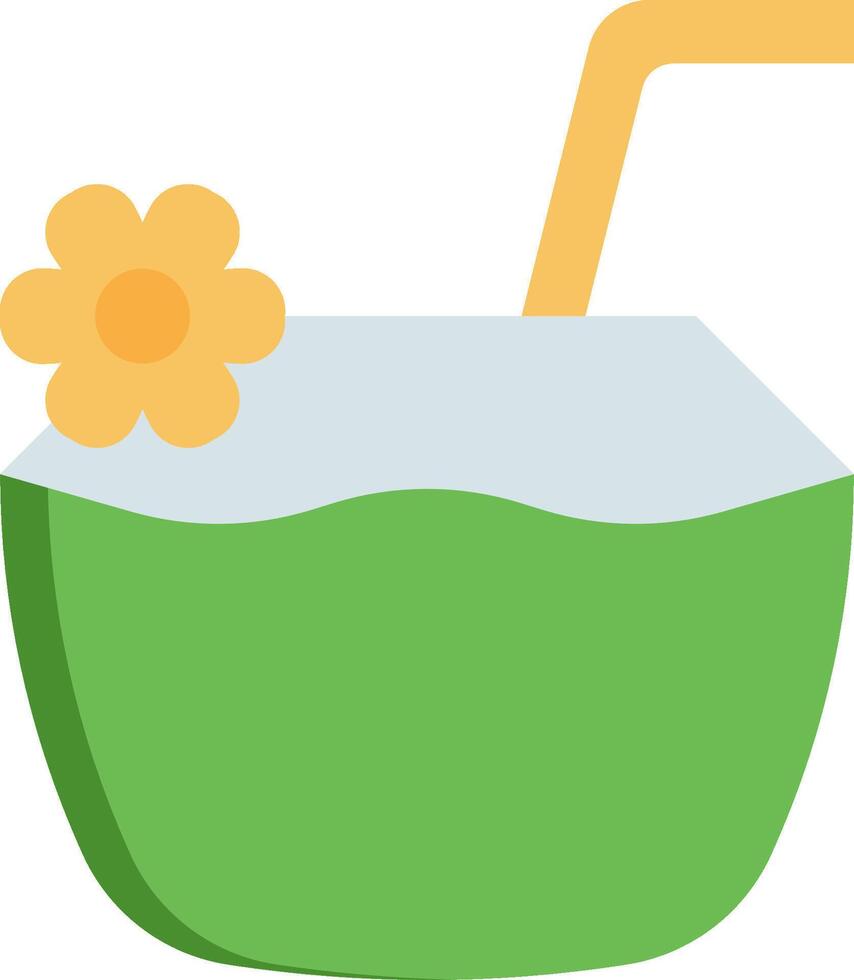 Coconut drink with straw and flower vector