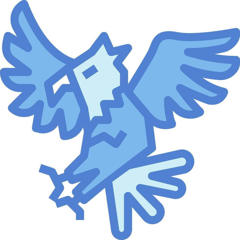 A blue bird with wings and a star on its back vector
