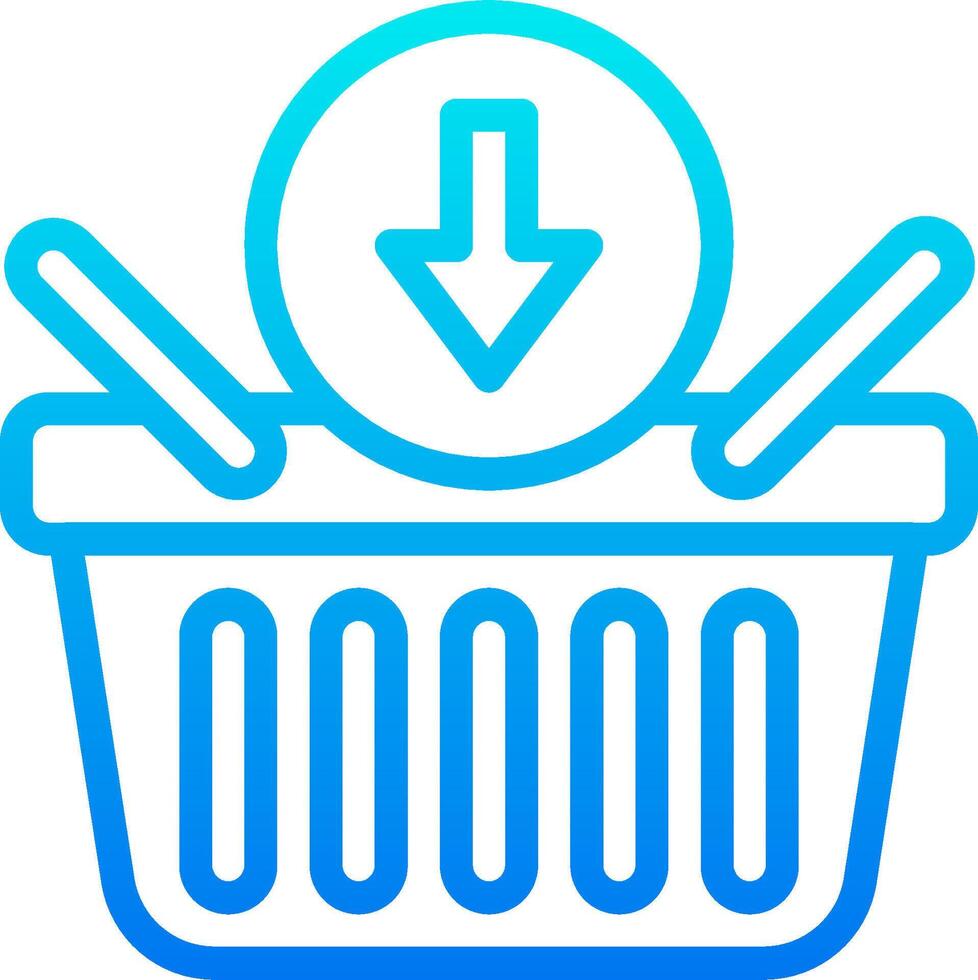 A basket with an arrow pointing down inside vector