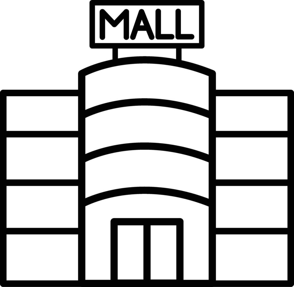 a black and white illustration of a mall building vector