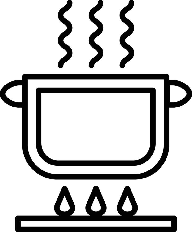 A black and white illustration of a pot with steam coming out of it vector