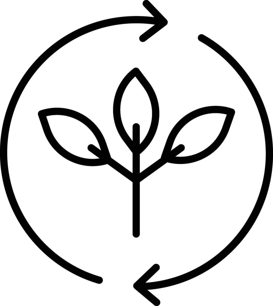 A circular icon with a plant and arrows vector