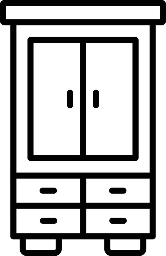 A black and white image of a cabinet vector