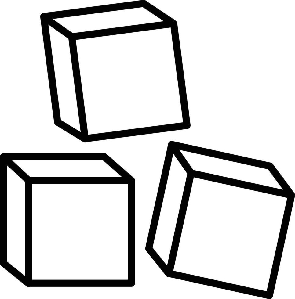 three cubes are shown in black and white vector