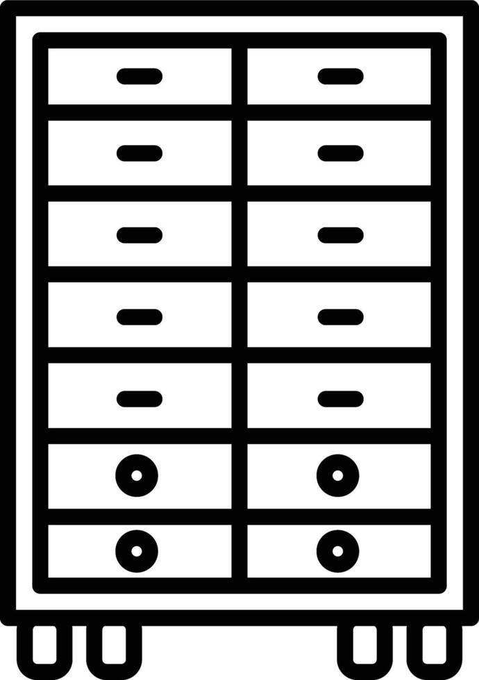A black and white image of a cabinet vector