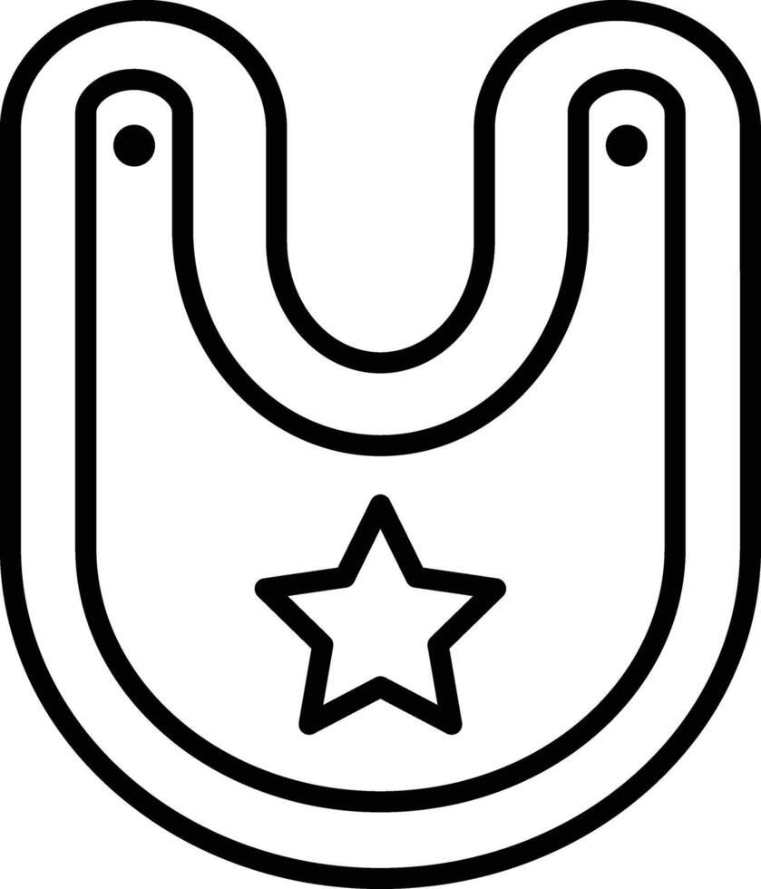 A black and white image of a bib with a star vector
