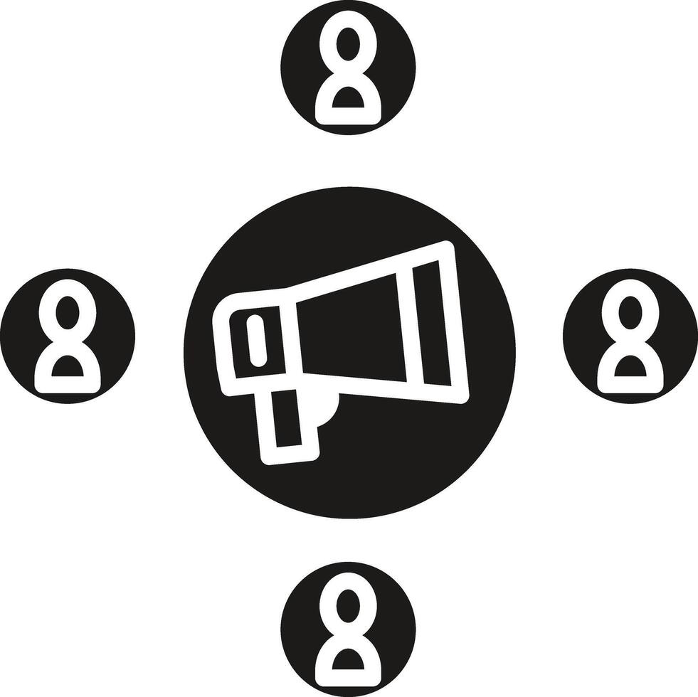 A megaphone is surrounded by icons vector