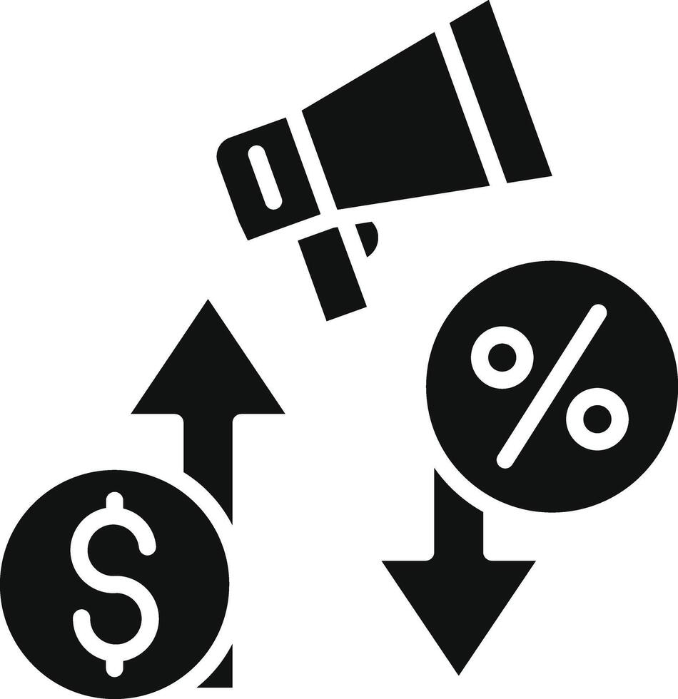 A dollar sign and a megaphone are pointing up vector