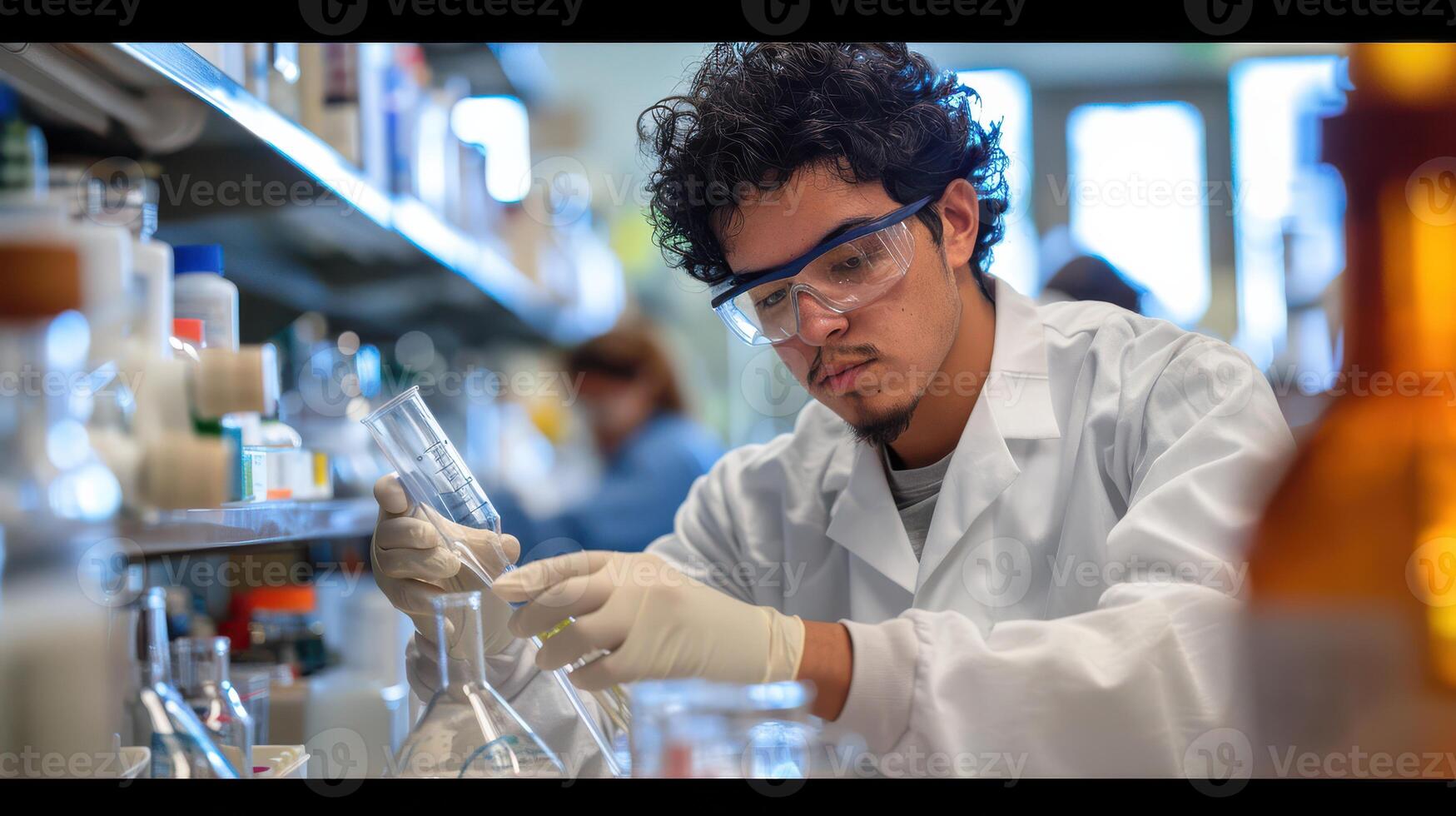 A man in a lab coat is working on a project photo