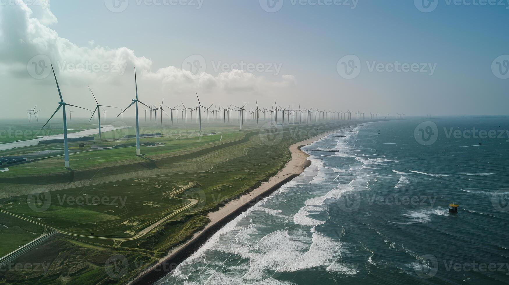 Aerial view of wind turbines in the netherlands photo
