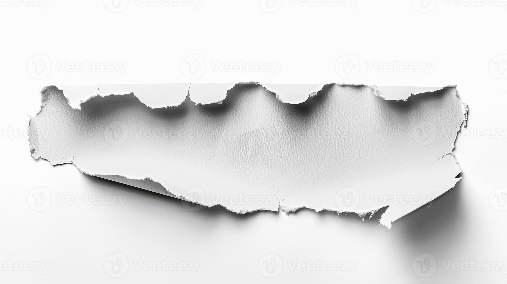 A piece of paper torn in half on a white background photo
