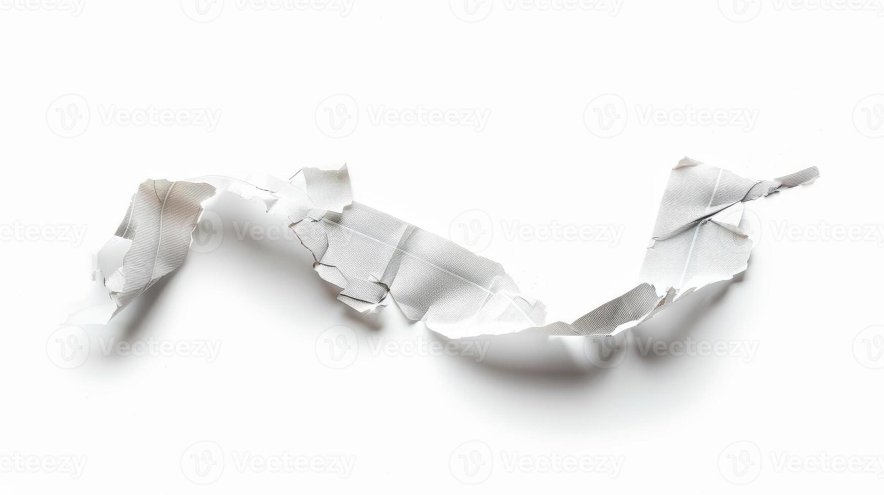 A torn piece of paper is shown on a white background photo
