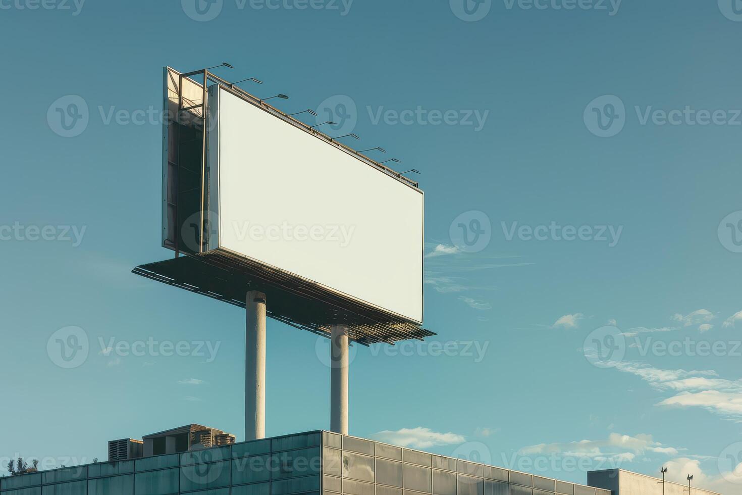 An empty billboard on top of a building photo