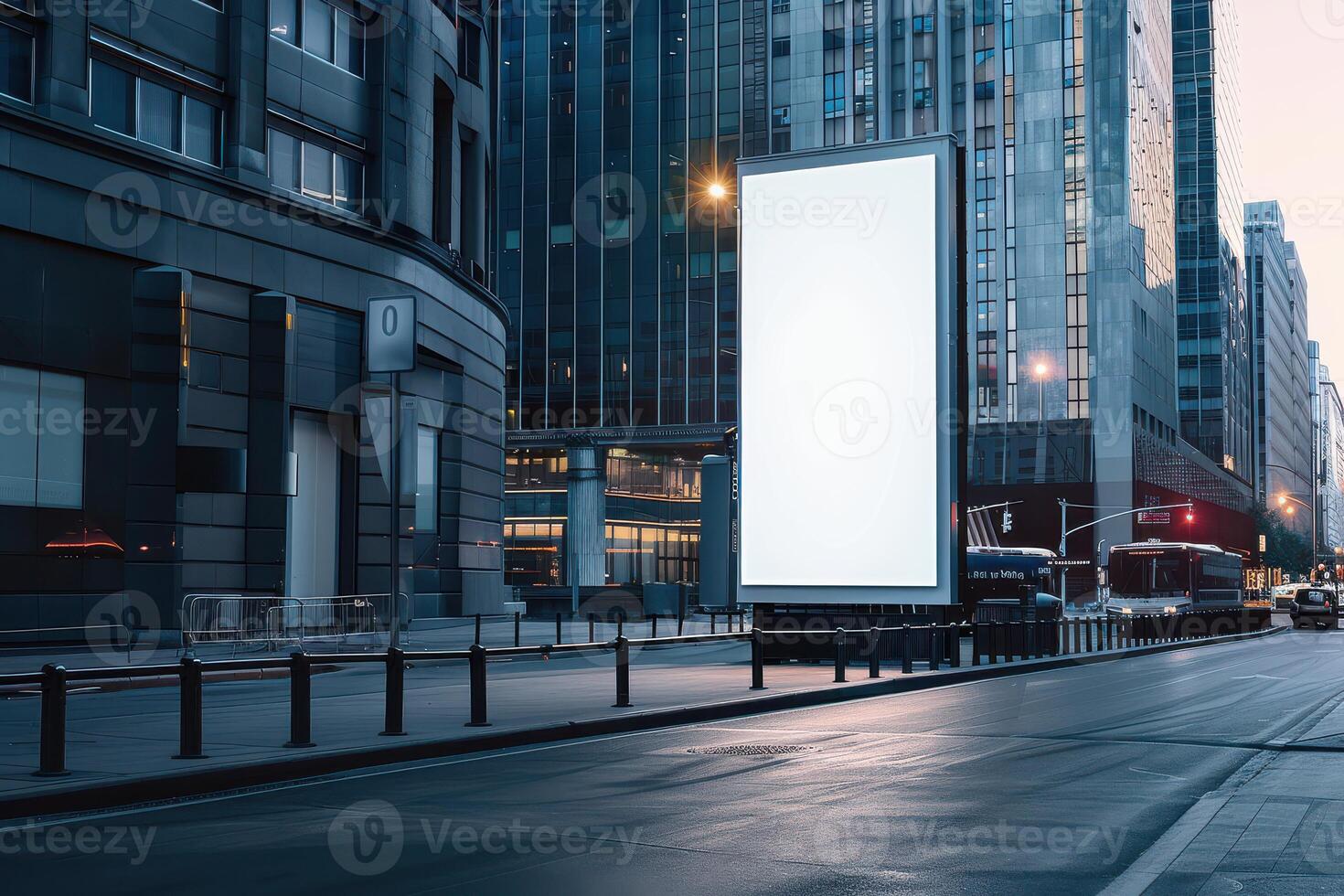 An empty billboard on the side of a city street photo