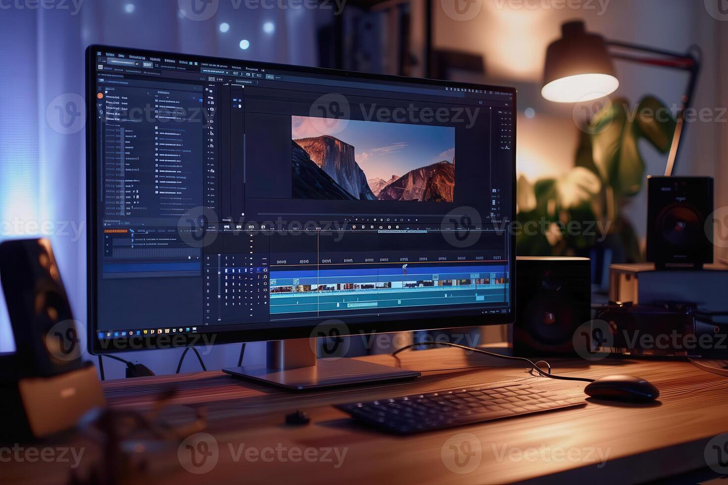 A computer monitor with editing software on it photo