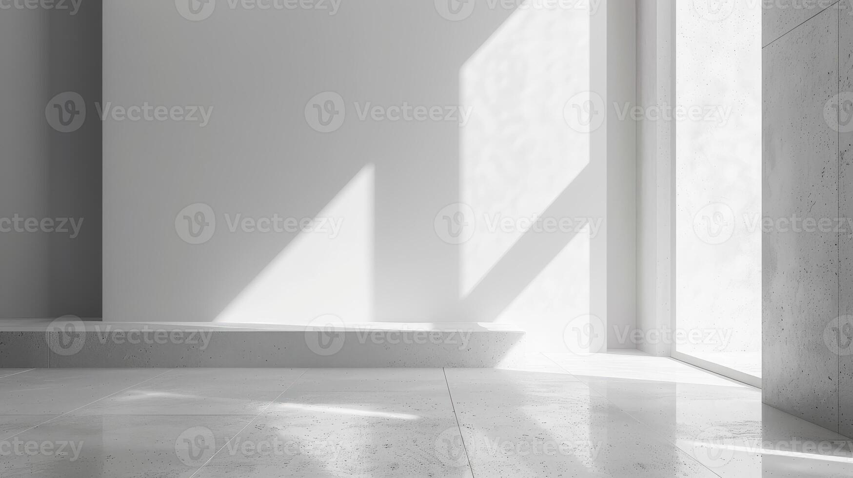Empty room with white walls and floor photo