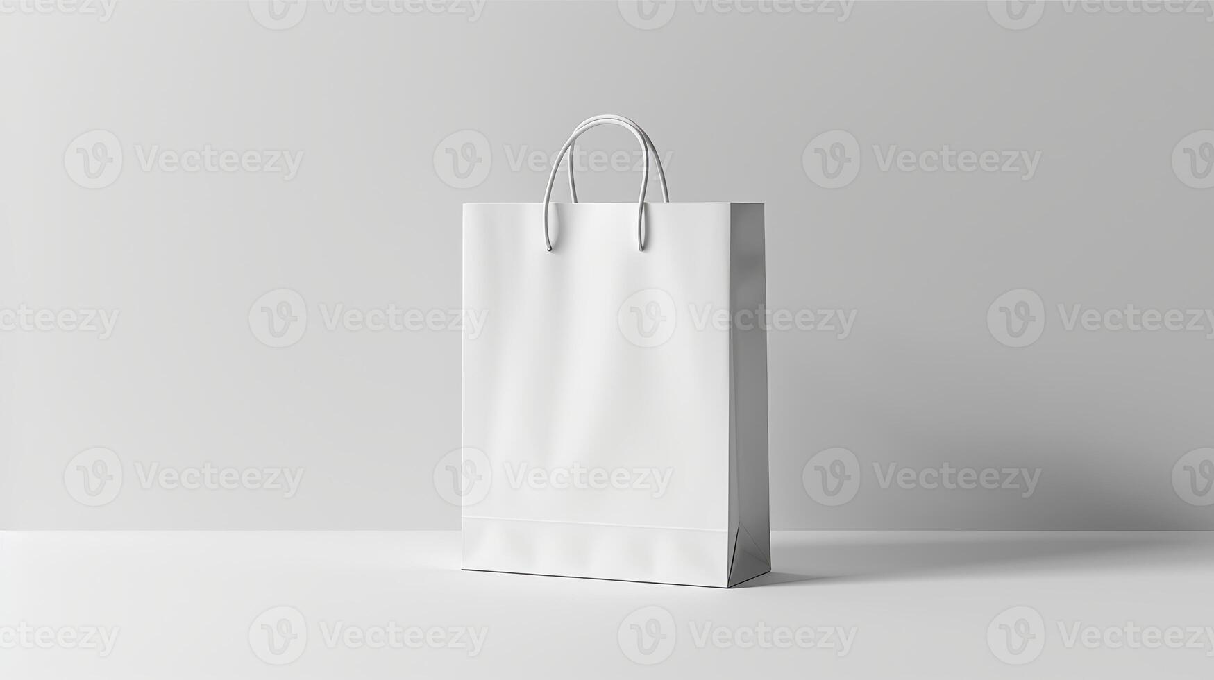 White paper bag mock up on white background photo