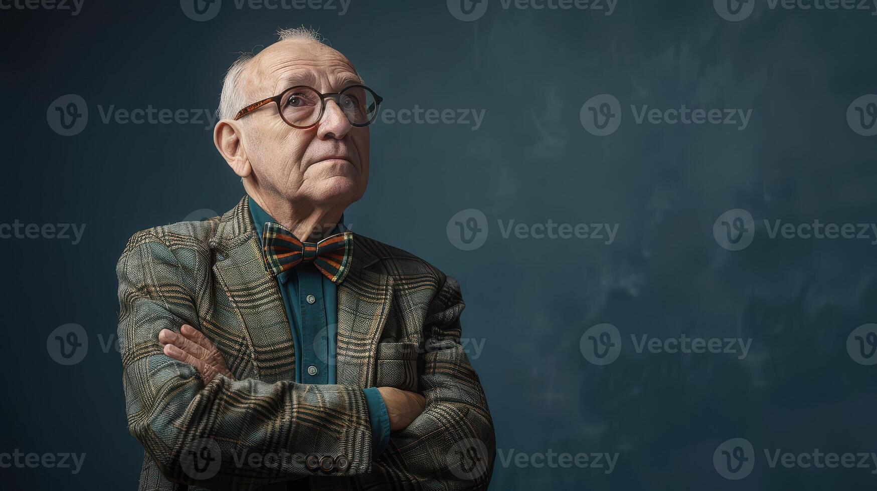 An old man with glasses and a bow tie photo