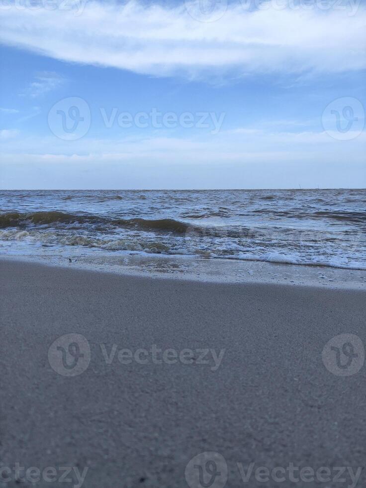 A person is flying a kite on a beach photo