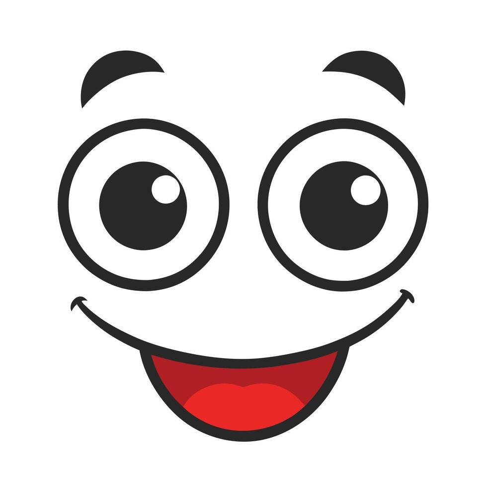 Cheerful Cartoon Face Design with Wide Smile vector