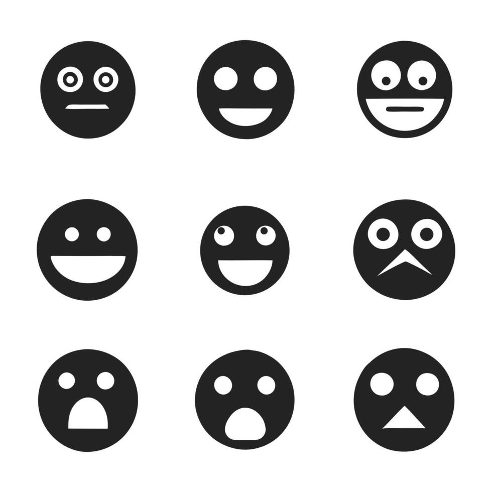 Geometric Face Icons - Simple, Bold Emotions for Modern Designs vector