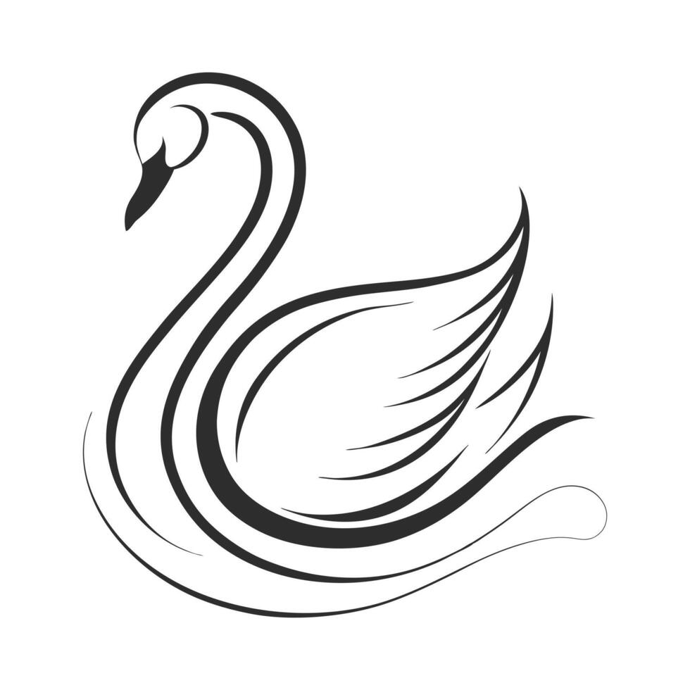 Elegant Swan Minimalist Line Art for Logos and Wedding Invitations vector