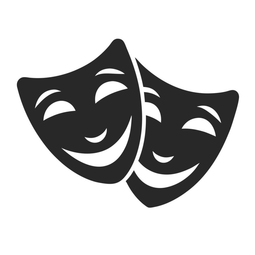 Classic Theater Masks Set in Silhouette Style vector
